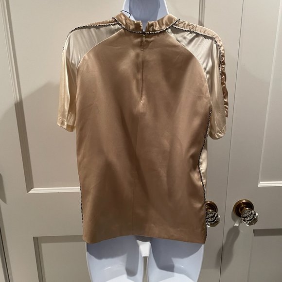 NWT Opening Ceremony Gold Bonsai Embroidered Silk Short Sleeve Tee, Size 4 - Picture 8 of 12